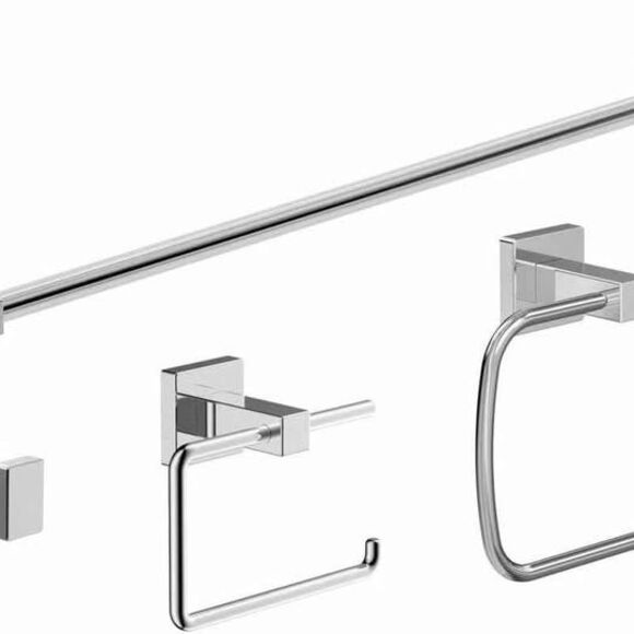 Brand New Symmons Duro 4-Piece Bathroom Hardware Set Polished Chrome Wall-Mount
